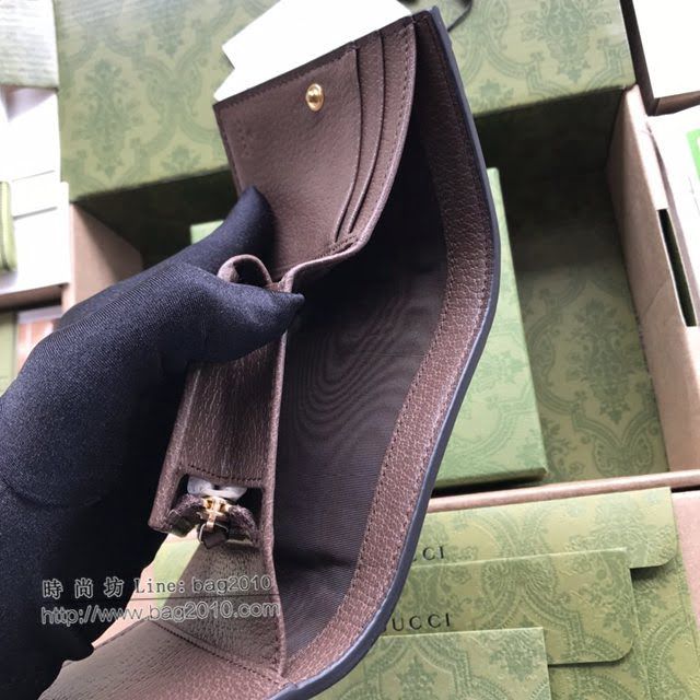 Gucci原厂皮包包 古驰男女GG印花红绿织带翻盖长款钱包 Gucci长夹零钱包 523174  gdj1732
